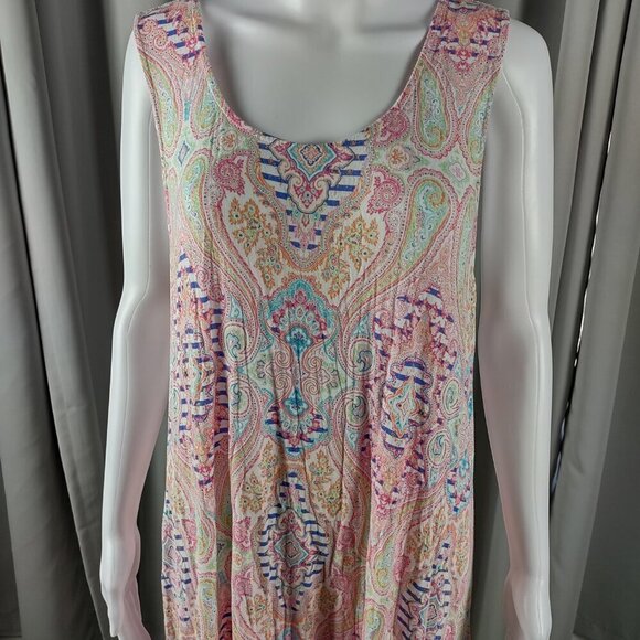 Ellen Tracy Women's Open Back Lightweight Multicolor Sleeveless Midi Dress XL - Picture 3 of 12